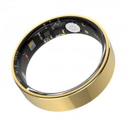 TK5 Smart Ring Health Tracker Waterproof Heart Rate Blood Oxygen Sleep Monitor with Charging Case - Gold, Size 10