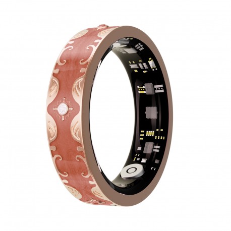 Smart Ring V10 Fitness Tracker with Heart Rate & Blood Oxygen Monitor Coral Orange, Size 8