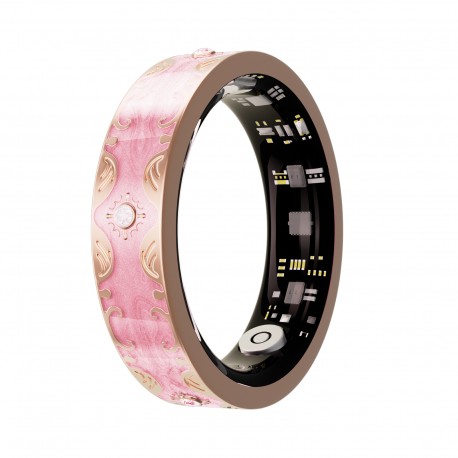 Smart Ring V10 Fitness Tracker with Heart Rate & Blood Oxygen Monitor Cherry Blossom Pink, Size 8