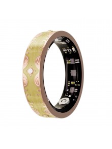 Smart Ring V10 Fitness Tracker with Heart Rate & Blood Oxygen Monitor Champagne Yellow, Size 10