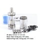 SXK Prime Minister Style RDL RTA Atomizer - Silver, 316SS + Glass, 5.2~5.7ml, Air Pins 2.0, 2.5, 3.0, 3.5, 4.0mm, 22mm Diameter
