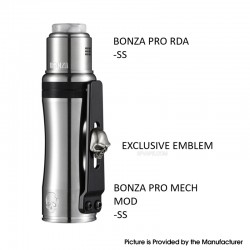 Authentic ThunderCloud Thunder Cloud Bonza Pro Mech Kit SS Mech Mod + SS RDA - 1 x 18650 / 20700 / 21700