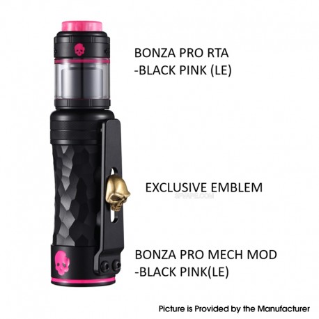 Authentic ThunderCloud Thunder Cloud Bonza Pro Mech Kit Black Pink (LE) Mod + Mech RTA - Brass, 1 x 18650 / 20700 / 21700