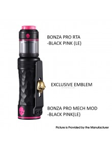 Authentic ThunderCloud Thunder Cloud Bonza Pro Mech Kit Black Pink (LE) Mod + Mech RTA - Brass, 1 x 18650 / 20700 / 21700