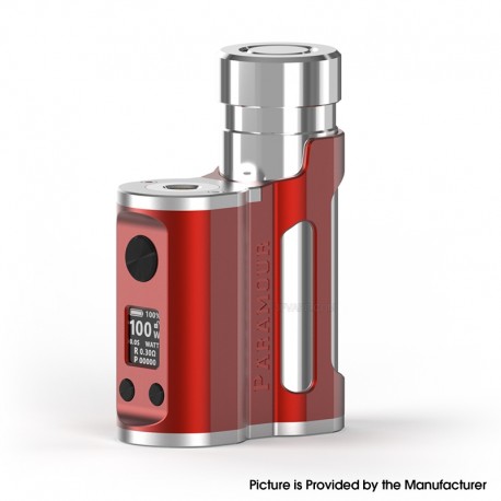 Authentic MECHVAPE Paramour V2 100W VW SBS Box Mod - Silver Red, VW 5~100W, 1 x 18650 / 21700
