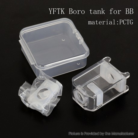 YFTK Boro Tank for BB / Billet / Boro Box Mod - Transparent, PCTG