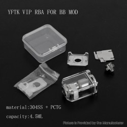 YFTK VIP Style RBA Bridge Tank for BB / Billet / Boro Devices - Silver, 316SS + PCTG, 4.5ml