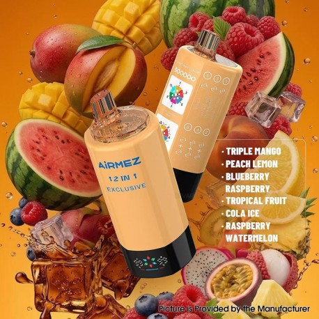 [Ships from EU-1 Warehouse] Airmez Fox 300k 12 in 1 Disposable Kit - Triple Mango + Peach Lemon + Blueberry Raspberry