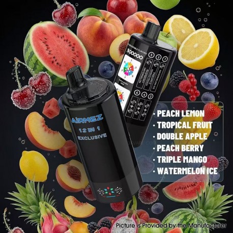 [Ships from EU-1 Warehouse] Airmez Fox 300k 12 in 1 Disposable Kit - Peach Lemon + Tropical Fruit + Double Apple + Peach Berry