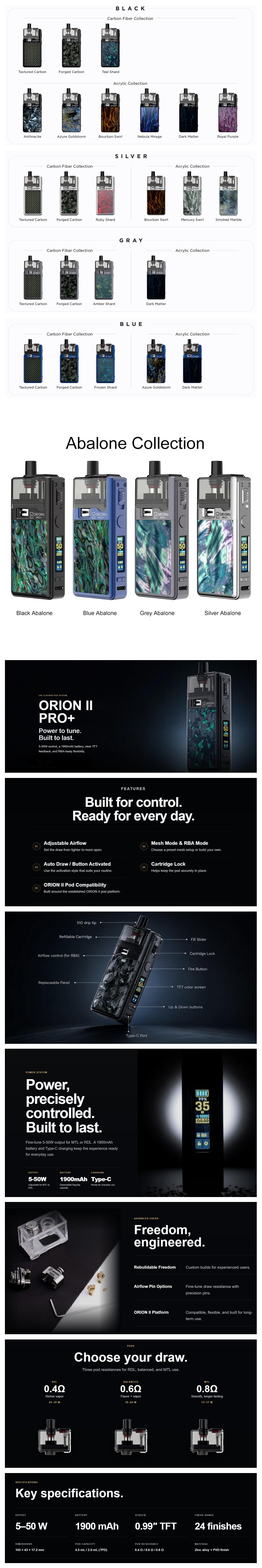 Authentic LVE Orion II Pro Plus 50W Pod Mod Kit