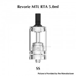 Authentic Ambition Mods Revorie MTL RTA Rebuildable Atomizer - Silver, Air Pins 0.8, 1.0, 1.2mm, 5.0ml, 23mm Diameter