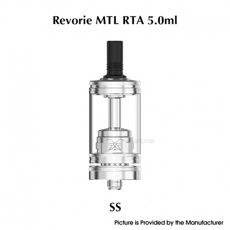 Authentic Ambition Mods Revorie MTL RTA Rebuildable Atomizer - Silver, Air Pins 0.8, 1.0, 1.2mm, 5.0ml, 23mm Diameter