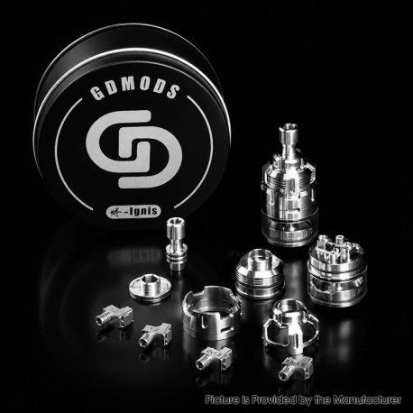 Authentic GDMODS GD MODS Ignis MTL / DTL RDTA Atomizer Standard Kit - Silver, SS316, Diameter: 22mm