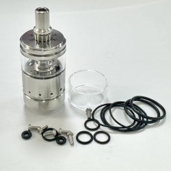 Ghost Ring Style RTA Rebuildable Tank Atomizer - Silver, SS + Glass, 4ml, 22mm Diamter