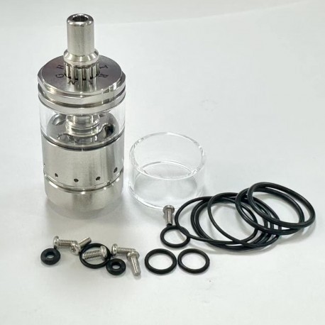 Ghost Ring Style RTA Rebuildable Tank Atomizer - Silver, SS + Glass, 4ml, 22mm Diamter