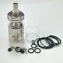 Ghost Ring Style RTA Rebuildable Tank Atomizer - Silver, SS + Glass, 4ml, 22mm Diamter