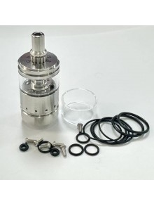 Ghost Ring Style RTA Rebuildable Tank Atomizer - Silver, SS + Glass, 4ml, 22mm Diamter