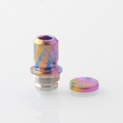 Rekavape Mission XV Arc Style Integrated Drip Tip + Fire Button Set for dotMod dotAIO V2 Pod - Rainbow Splatter, Titanium + SS