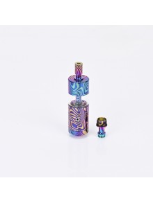 Flash 4.5S+ Style 22mm RTA Rebuildable Tank Atomizer - Stripe Pattern, Titanium + Stainless Steel, 22mm Diameter