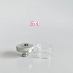 Rekavape Replacement Tank Tube + Chimney + Top Cap Kit for VMM Imperia Style RTA Improved Version - Silver, Glass + SS, 2.0ml