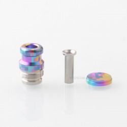 Rekavape Mission XV KB2 Style Integrated Drip Tip + Fire Button Set for dotMod dotAIO V2 Pod - Digigrid, Titanium + SS