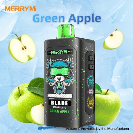 [Ships from EU Warehouse] Authentic MERRYMI Blade 30K Disposable Vape Kit - Green Apple, 50mg, 30000 Puffs, 26ml, 920mAh