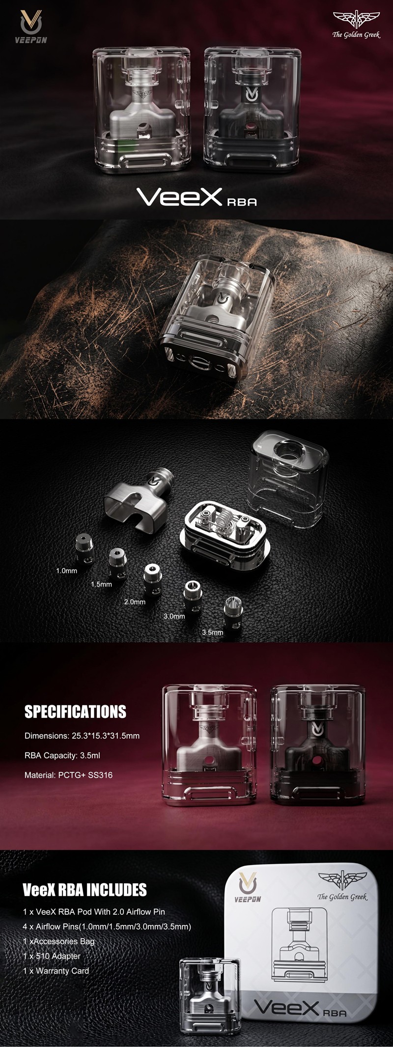 Authentic Veepon x Golden Greek Veex Pro RBA Tank Kit