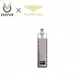 Authentic Veepon x Golden Greek Veex Pro 40W Pod System Vape Kit with RBA Tank Kit - Silver, 1000mAh, 2.0ml / 3.5ml, 1.0ohm