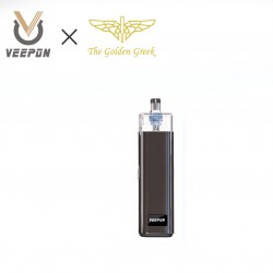 Authentic Veepon x Golden Greek Veex Pro 40W Pod System Vape Kit with RBA Tank Kit - Gun Metal, 1000mAh, 2.0ml / 3.5ml, 1.0ohm