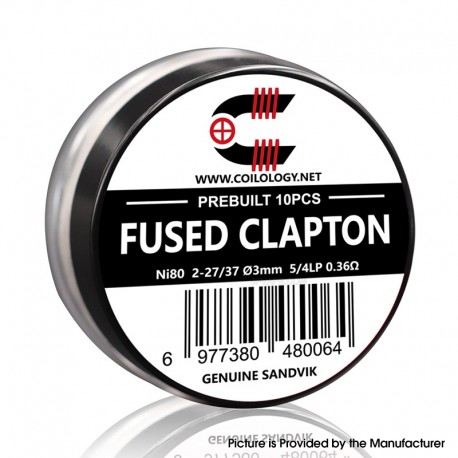 [Ships from Bonded Warehouse] Authentic Coilology Pre-built Fused Clapton Coil - 2-27/37, Ni80, 5/4lp, ID 3mm, 0.36ohm (10 PCS)