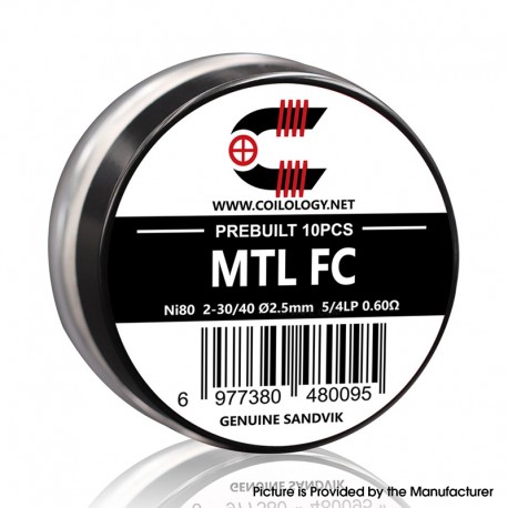 [Ships from Bonded Warehouse] Authentic Coilology Pre-built MTL FC Coil - 2-30/40, Ni80, 5/4lp, ID 2.5mm, 0.60ohm (10 PCS)