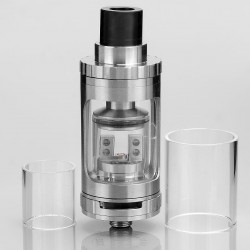 Authentic Augvape Alleria RTA Rebuildable Tank Atomizer - Silver, Stainless Steel + Glass, 3.0mL, 23mm Diameter