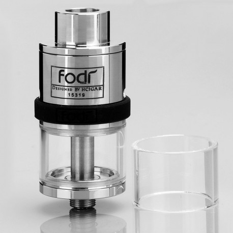 Authentic Har Fodi RDTA Rebuildable Dripping Tank Atomizer - Silver, 316 Stainless Steel + Glass, 2.5mL, 22mm Diameter