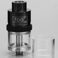 Authentic Har Fodi RDTA Rebuildable Dripping Tank Atomizer - Black, 316 Stainless Steel + Glass, 2.5mL, 22mm Diameter
