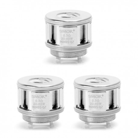 Authentic SMOKTech SMOK Minos Q2 Coil Head - Silver, Stainless Steel, 0.3 Ohm (3 PCS)