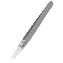 Ceramic Pointed Tip Stainless Steel Tweezers - Grey + White