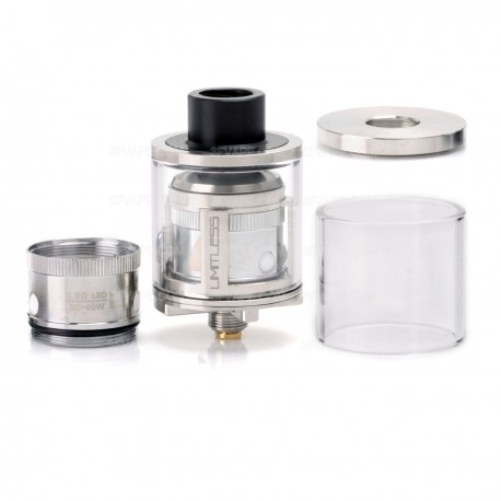 Authentic IJOY Limitless Sub Ohm Tank Clearomizer - Silver, Stainless Steel + Glass, 2mL, 0.6 Ohm, 22mm Diameter