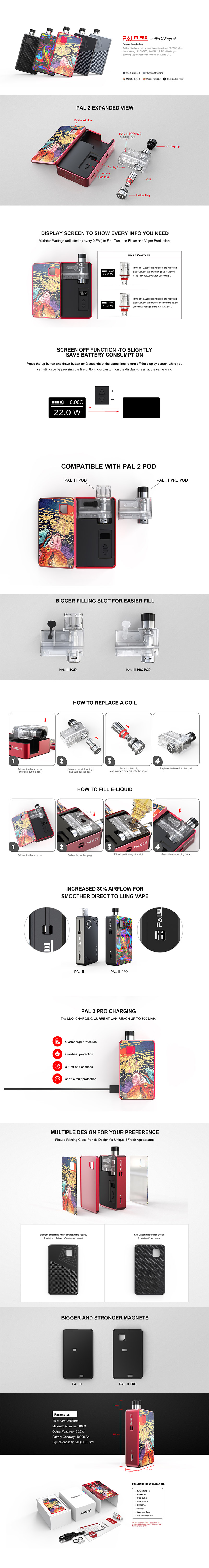 Artery pal II 2 Pro 22W 1000MAH POD -System VW Mod Kit