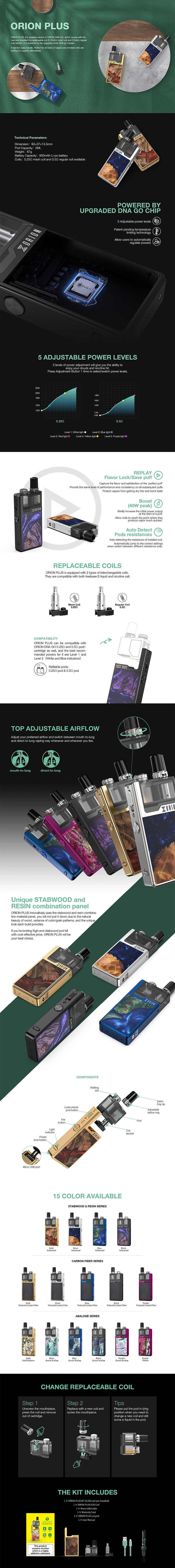 Lost Vape Orion Plus DNA 22W 950mAh VW Pod System Starter Kit