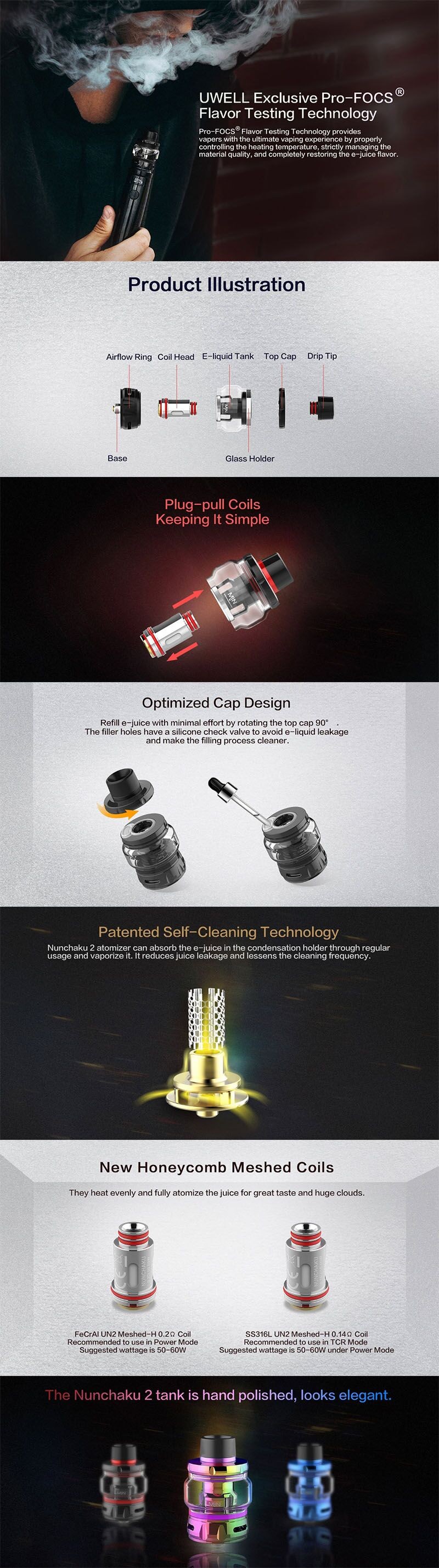 Uwell nunchaku 2 sub ohm tangki clearomizer