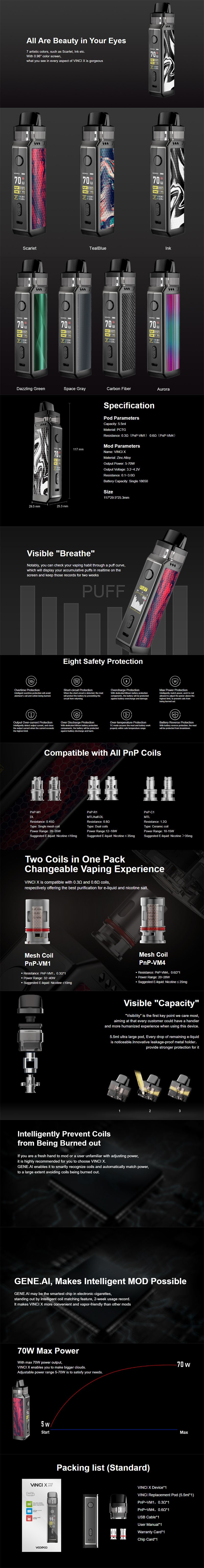 Voopoo Vinci X VW Box Mod Kit di avviamento del sistema POD