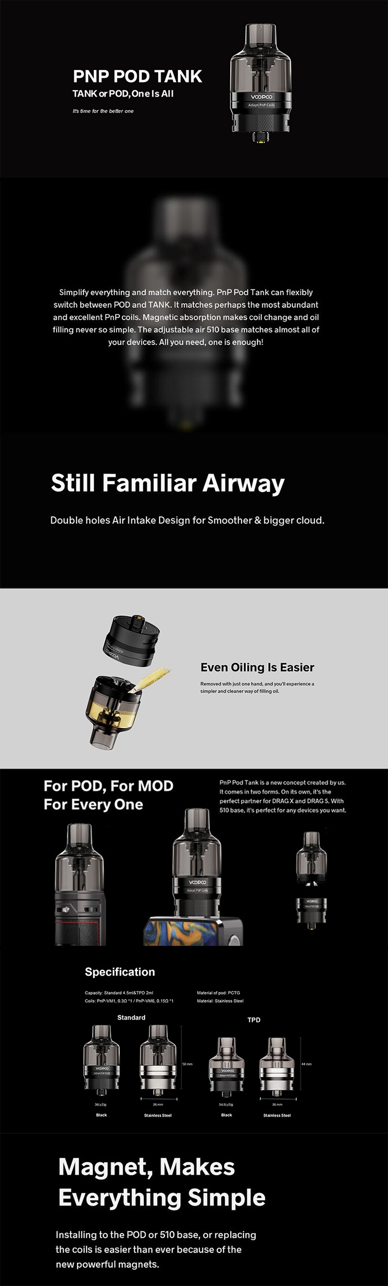 VOOPOO PNP Tank for VOOPOO Drag X & Drag S VW Mod Pod Vape Kit