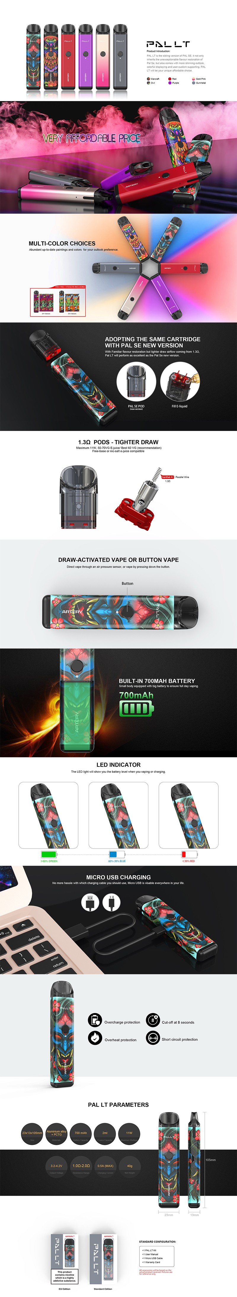 Artery Pal LT 11W 700MAH POD Sistema