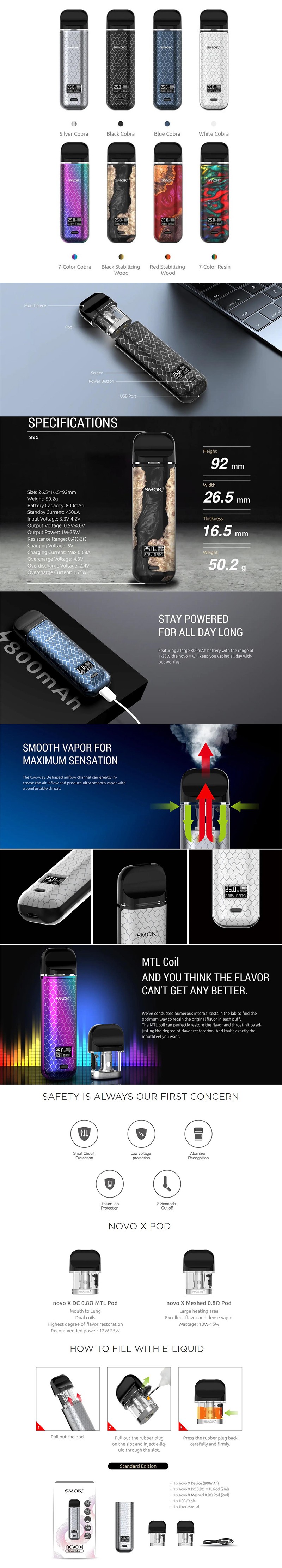 SMOK Novo X 25W 800mAh VW Pod System