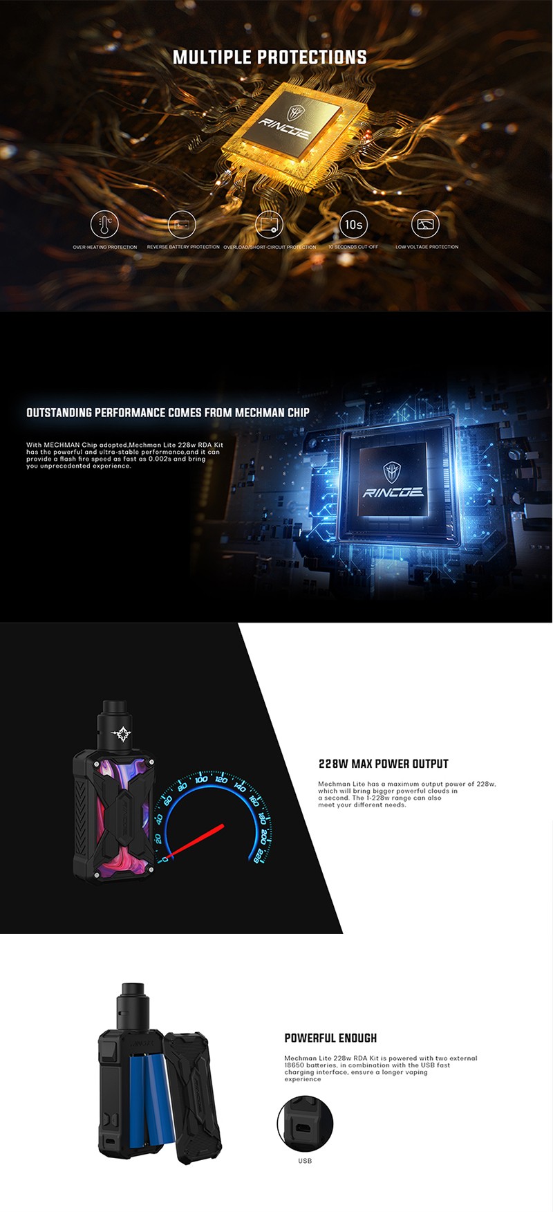 Rincoe Mechman Lite 228W TC VW Box Mod