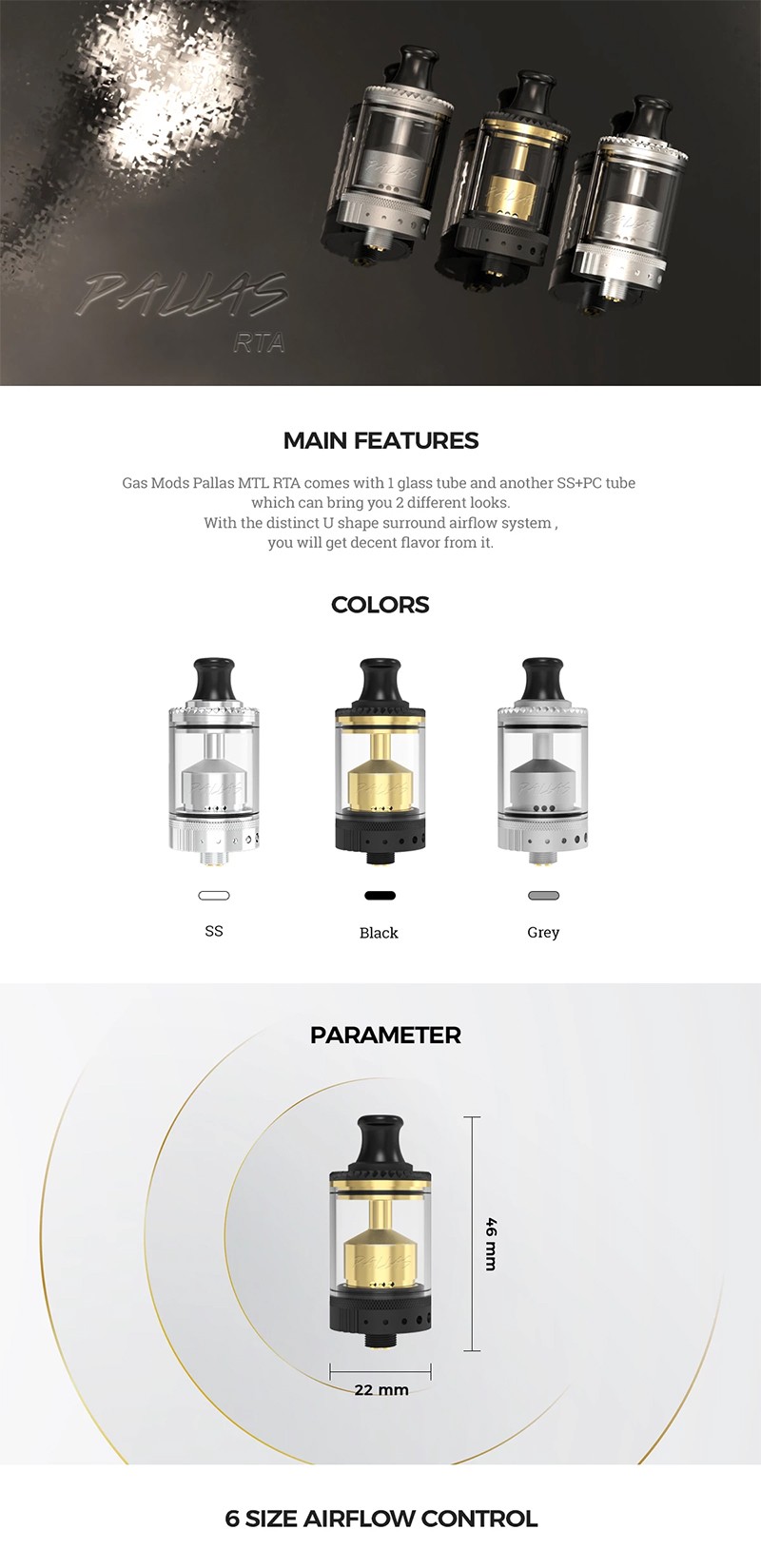 Authentic Gas Mods Pallas MTL RTA