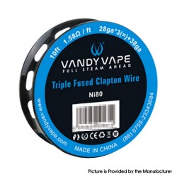 Original Vandy Vape Triple Fused Clapton Wire Coil 28GA x 3 + 38GA, Ni80 (10 Ft)