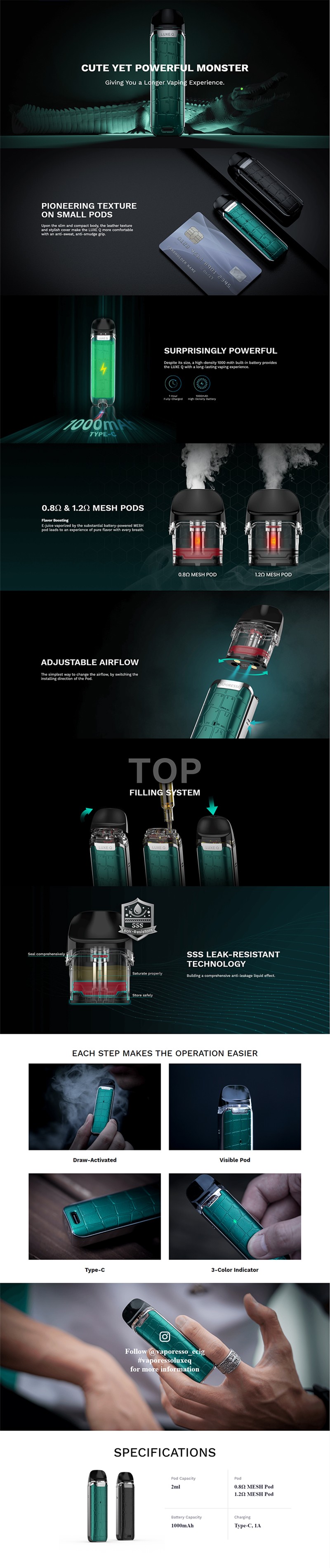 Authentic Vaporesso Luxe Q Pod System Vape Kit