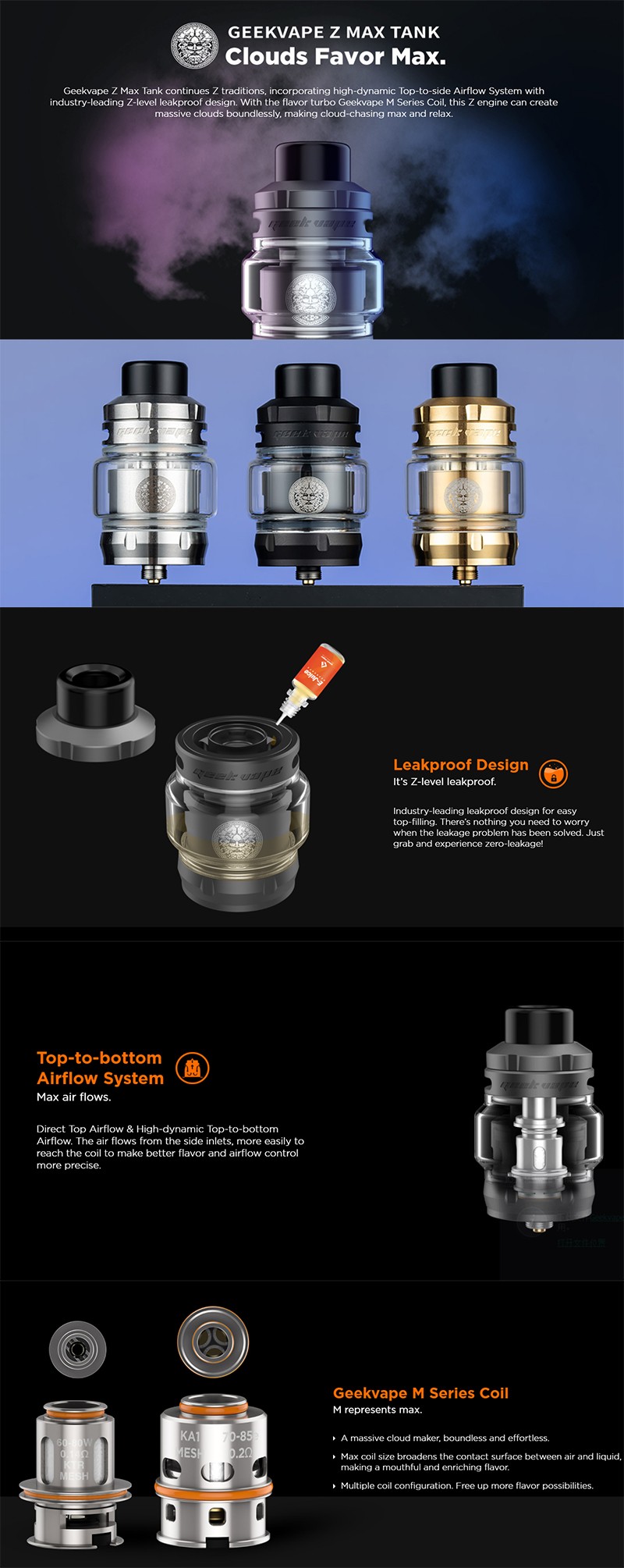 Authentischer Geekvape Z Max Sub Ohm Panzer Clearomizer Vape Atomizer