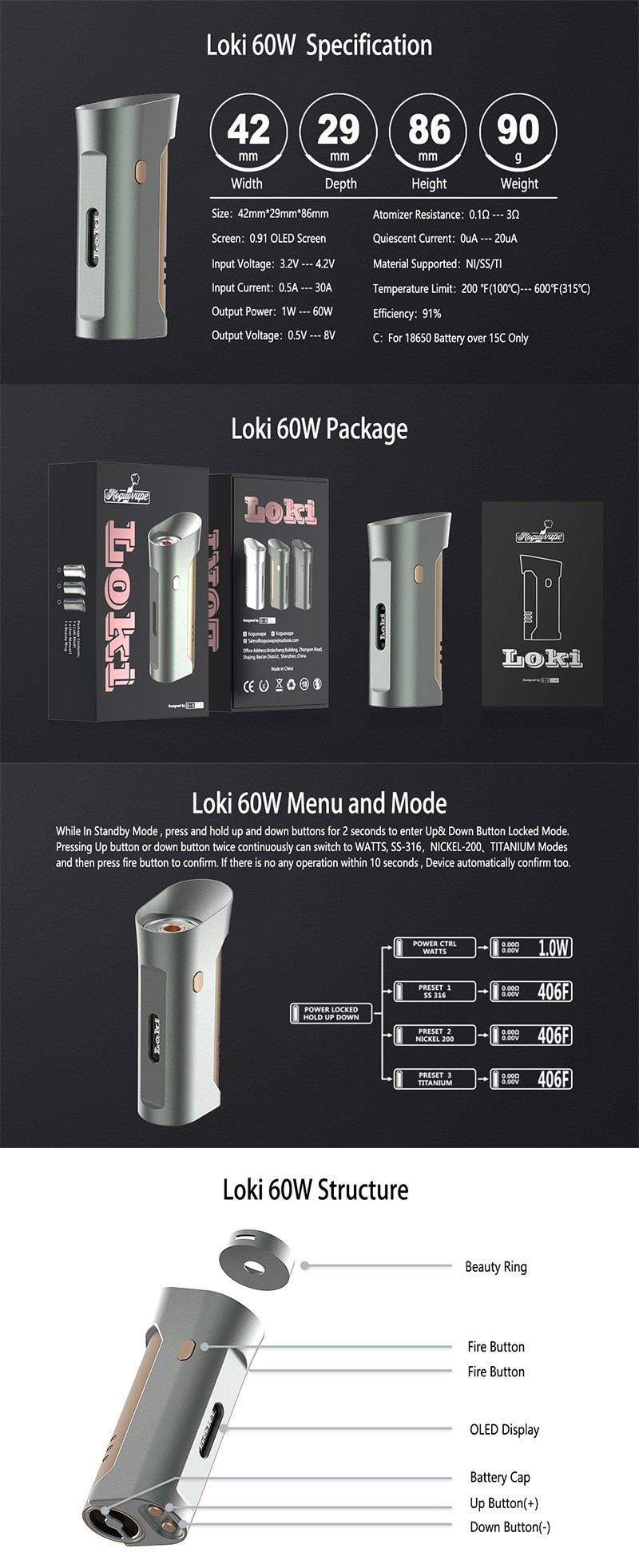 Autentico Koguovape Loki 60W TC VW Vape Box Mod